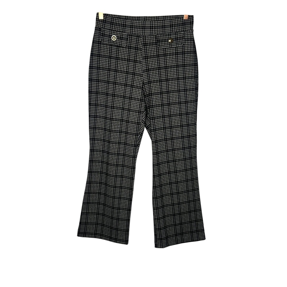 Michael Michael Kors Houndstooth Pants Black White Pull On Gold Button S